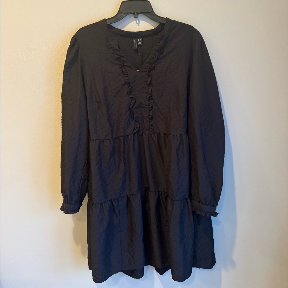 NWT Vero Moda Elegant Black‎ Ruffle Dress Size 12
